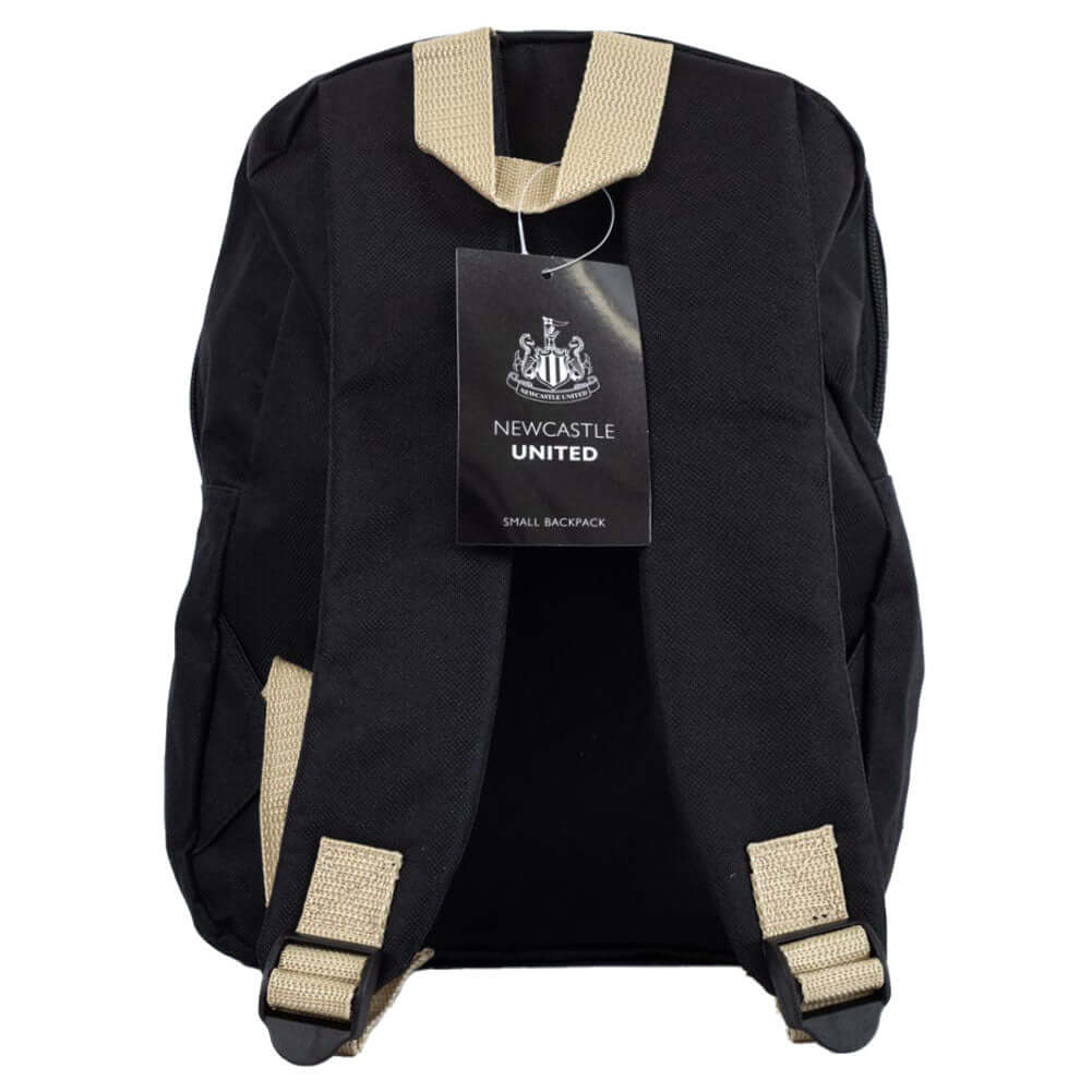 Newcastle United FC Stripe Junior Backpack LKT Sport Black junior backpack featuring a stripe design and a white Newcastle United crestAdjustable shoulder straps padded for comfort and a handy carry strapMain compartment has a large double zipped opening