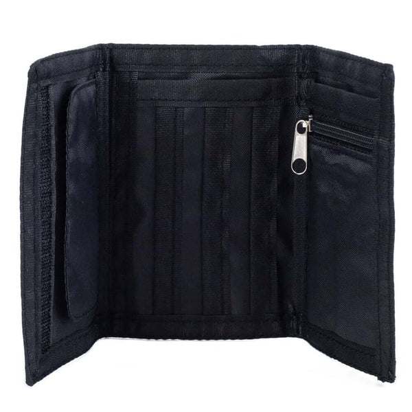 Newcastle United FC Stripe Wallet LKT Sport Black wallet featuring a white stripe design with a white Newcastle United crest on the frontInternal zipped pocket and 7 additional separate compartmentsWipe clean polyesterOfficial licensed productApprox 12cm