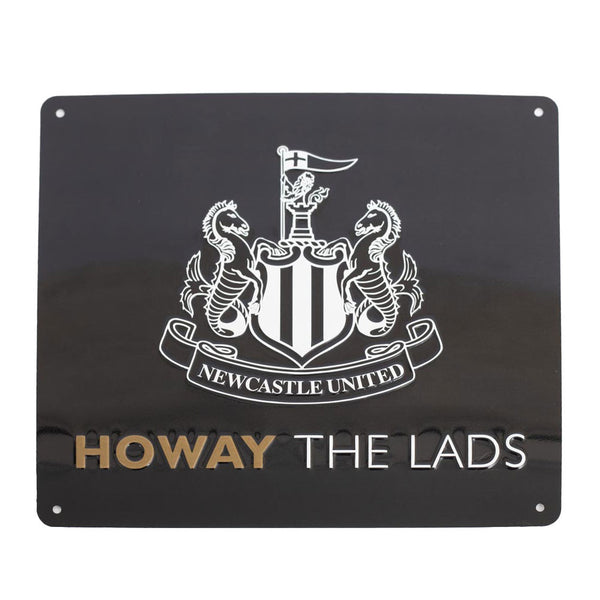 Newcastle United FC Tunnel Sign LKT Sport Gloss finish design stamped metal tunnel signFeaturing a white NUFC crest and Howay The Lads textReady to hang on the wall with four small holes for fixingOfficial licensed productApprox 25cm x 23cm Novelty Signs