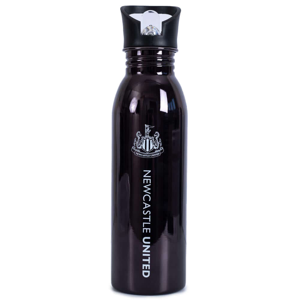 Newcastle United FC UV Metallic Drinks Bottle LKT Sport Stainless steel, high glass finish metallic camping style water bottleStriking UV metallic finish with white Newcastle crest and text on blackScrew top lid with a closable clear drinking spoutOfficia