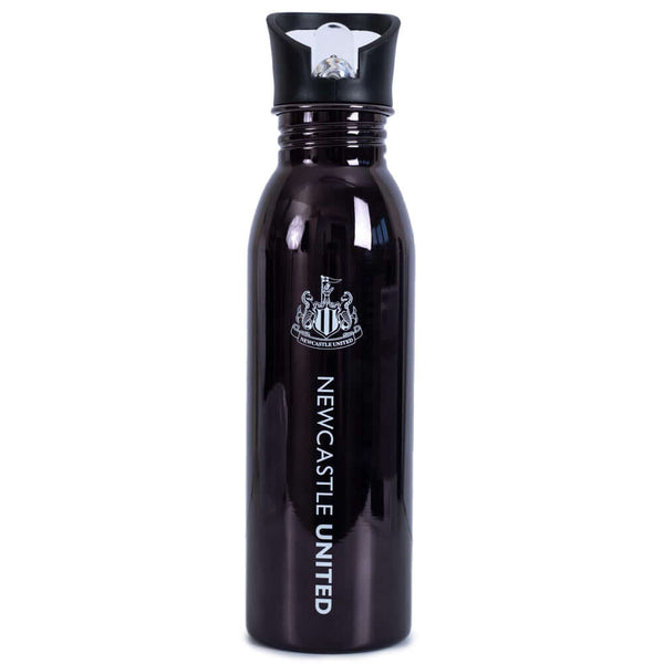 Newcastle United FC UV Metallic Drinks Bottle LKT Sport Stainless steel, high glass finish metallic camping style water bottleStriking UV metallic finish with white Newcastle crest and text on blackScrew top lid with a closable clear drinking spoutOfficia