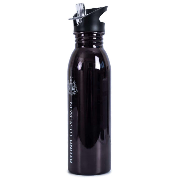 Newcastle United FC UV Metallic Drinks Bottle LKT Sport Stainless steel, high glass finish metallic camping style water bottleStriking UV metallic finish with white Newcastle crest and text on blackScrew top lid with a closable clear drinking spoutOfficia