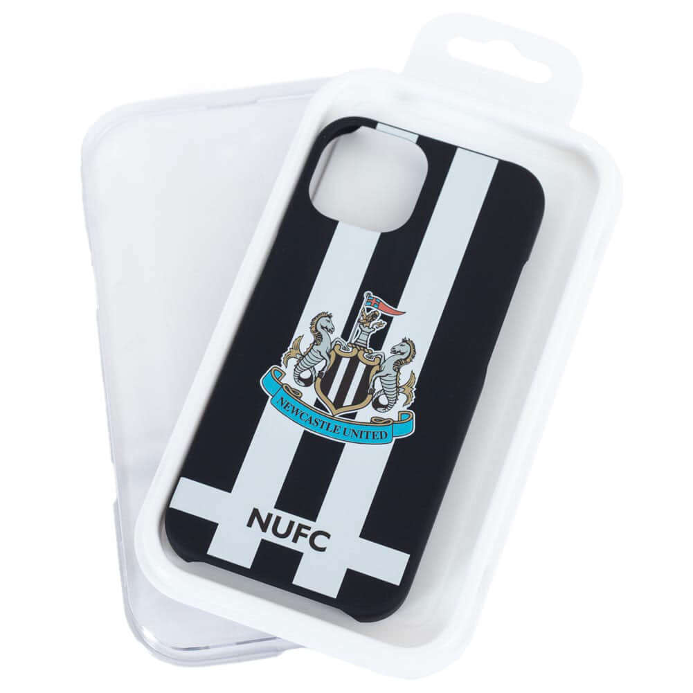 Newcastle United FC iPhone 14 Striped Hard Case LKT Sport High quality, black and white striped iPhone 14 caseIncludes a full colour NUFC crest and textOfficial licensed productApprox 7cm x 14.5cm Mobile Phone Cases
