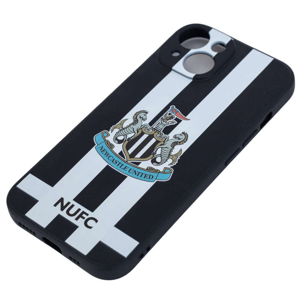 Newcastle United FC iPhone 15 Striped Silicone Case LKT Sport High quality, black and white silicone striped iPhone 15 caseIncludes a full colour NUFC crest and textOfficial licensed productApprox 7cm x 14.5cm Mobile Phone Cases