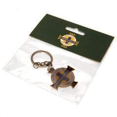 Northern Ireland Crest Keyring LKT Sport Metal crest shaped keyring with chain and split ringDie stamped design with full colour enamel infillMetal alloy with gold style finishOfficial licensed productApprox 40mm x 40mm Keychains