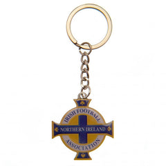 Northern Ireland Crest Keyring LKT Sport Metal crest shaped keyring with chain and split ringDie stamped design with full colour enamel infillMetal alloy with gold style finishOfficial licensed productApprox 40mm x 40mm Keychains