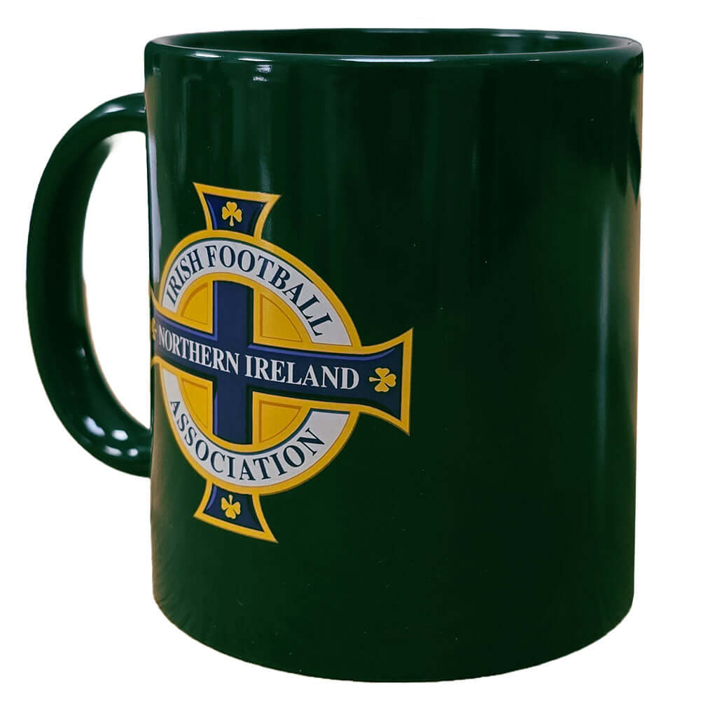 Northern Ireland Mug LKT Sport Ceramic everyday coffee mugGreen mug featuring a full colour club crest and Northern Ireland textGlazed kiln fired finish with a black handleOfficial licensed productApprox 315ml (11oz)Approx 9cm tall, 8cm in diameter Mugs Main image