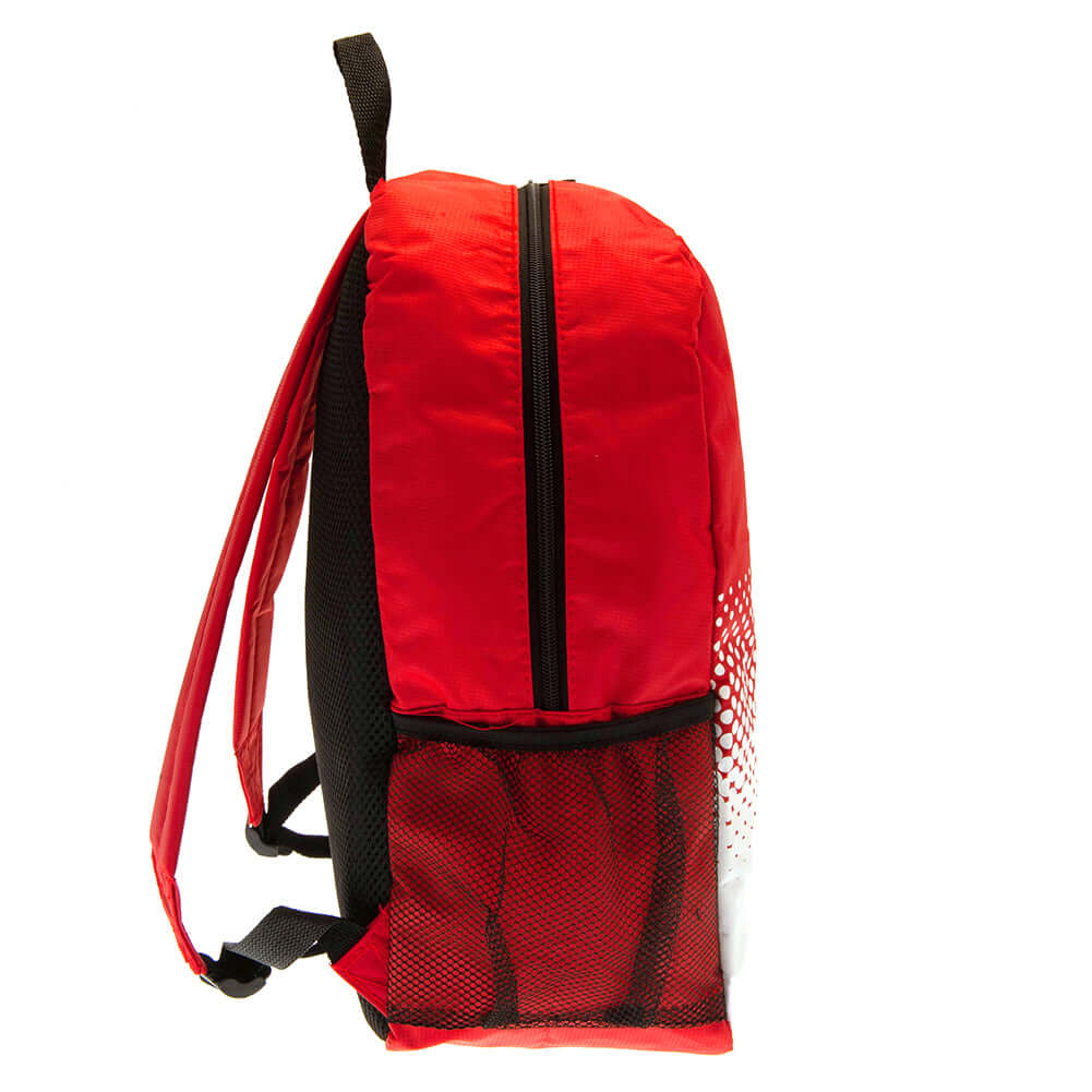 Nottingham Forest FC Fade Backpack LKT Sport Fade design backpack featuring Forest text and club crestPadded back panel for comfort with adjustable shoulder straps and a carry strapMain compartment has a large double zipped opening for easy access2 mesh s