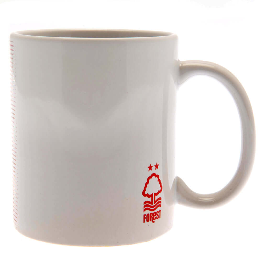 Nottingham Forest FC Fade Mug LKT Sport Ceramic everyday coffee mugFade design featuring Forest text and a club crestGlazed kiln fired finish with white handleOfficial licensed productApprox 315ml (11oz)Approx 9cm tall, 8cm in diameter Mugs