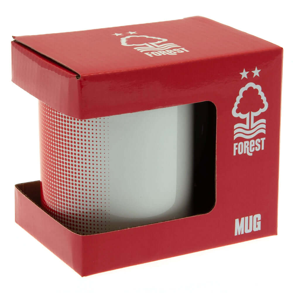Nottingham Forest FC Fade Mug LKT Sport Ceramic everyday coffee mugFade design featuring Forest text and a club crestGlazed kiln fired finish with white handleOfficial licensed productApprox 315ml (11oz)Approx 9cm tall, 8cm in diameter Mugs