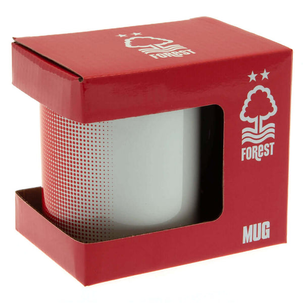 Nottingham Forest FC Fade Mug LKT Sport Ceramic everyday coffee mugFade design featuring Forest text and a club crestGlazed kiln fired finish with white handleOfficial licensed productApprox 315ml (11oz)Approx 9cm tall, 8cm in diameter Mugs