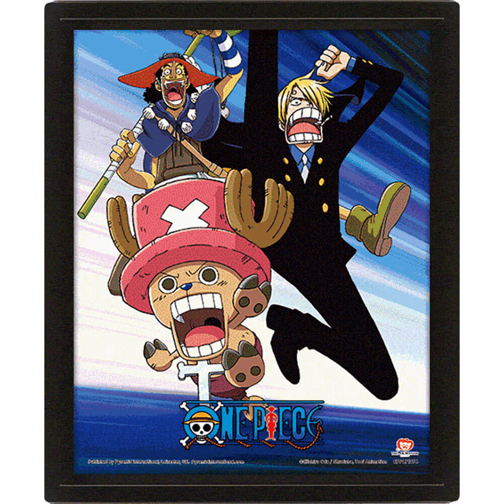 One Piece Framed Assault 3D Picture LKT Sport Features a moving image of Luffy and the Straw Hat Crew in actionThis awesome 3D lenticular design gives you two images in oneComes ready to hang in a stylish black frameOfficial licensed productApprox 25cm x
