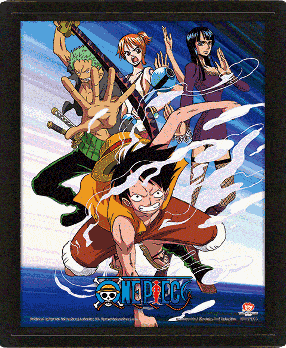 One Piece Framed Assault 3D Picture LKT Sport Features a moving image of Luffy and the Straw Hat Crew in actionThis awesome 3D lenticular design gives you two images in oneComes ready to hang in a stylish black frameOfficial licensed productApprox 25cm x