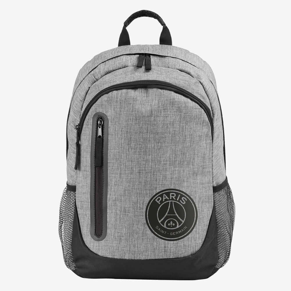 Paris Saint Germain FC Heather Grey Backpack LKT Sport Stylish grey backpack featuring the PSG crestPadded back panel for comfort with adjustable shoulder straps and a carry strapMain compartment has a double zipped opening for easy accessLarge internal l