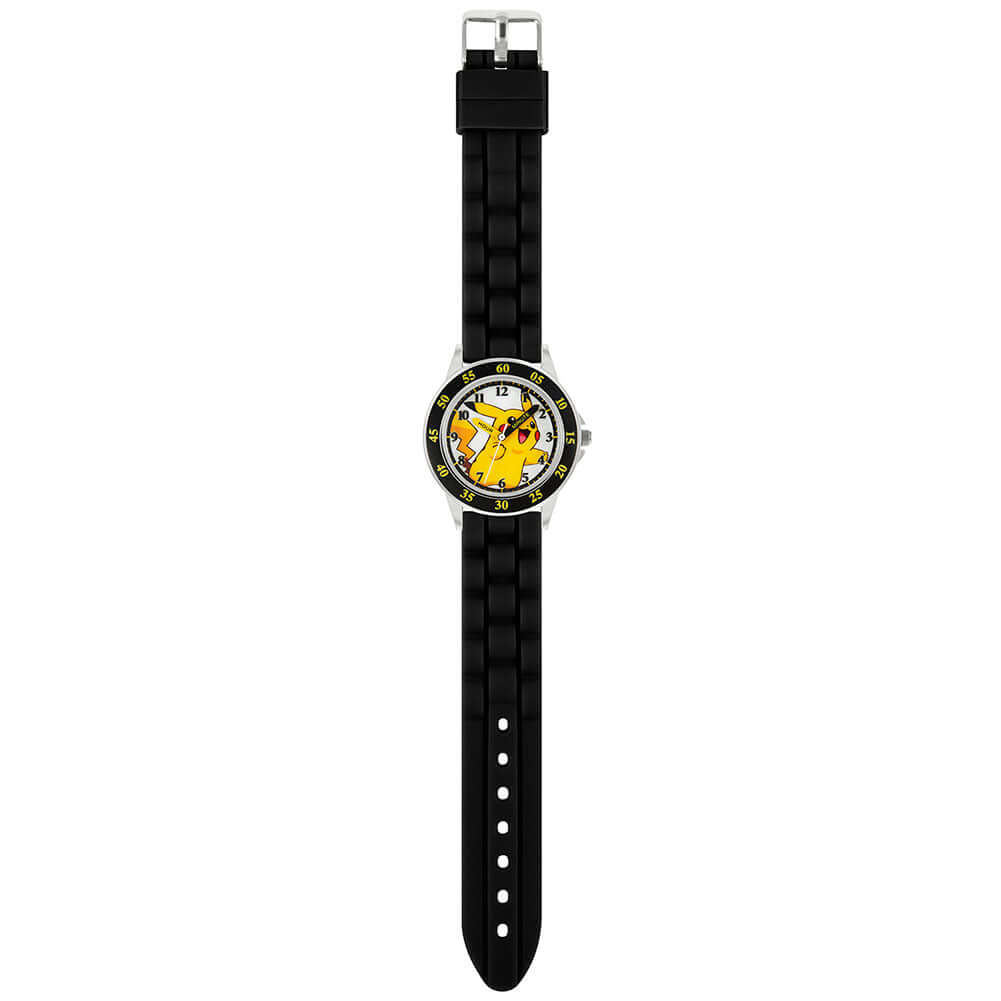 Pokemon Junior Time Teacher Watch Pikachu LKT Sport Junior analogue watch with easy read numbers and time teacher handsFeaturing a Pikachu dial in metal casingSilicone strap with traditional buckle fasteningManufacturer's 1 year guaranteeOfficial licensed