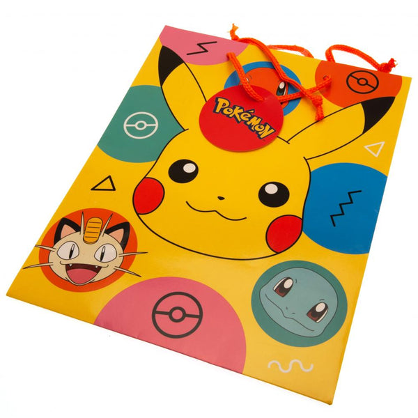 Pokemon Medium Pikachu Gift Bag LKT Sport Medium sized multi colour gift bag and tagWith vibrant character imagesWith woven string handlesOfficial licensed productApprox 33cm x 26cm Gift Bags