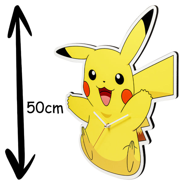 Pokemon XL Premium Wall Clock LKT Sport Premium extra large wooden Pikachu shaped wall clockMetal formed clock with modern quartz movementRequires x1 AA Battery (not included)Official licensed productApprox 50cm x 45cm Wall Clocks