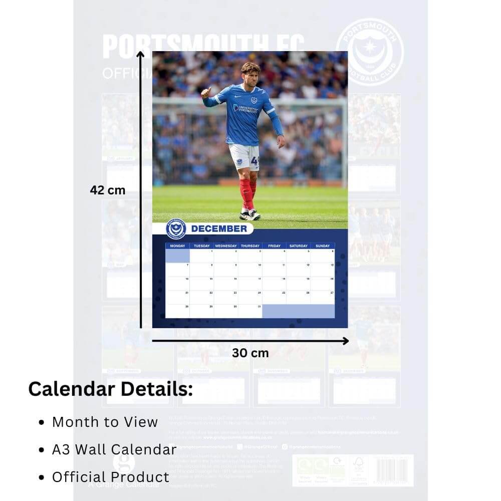 Portsmouth FC A3 Calendar 2026 LKT Sport Football>Football League>Portsmouth FC Wall Calendars