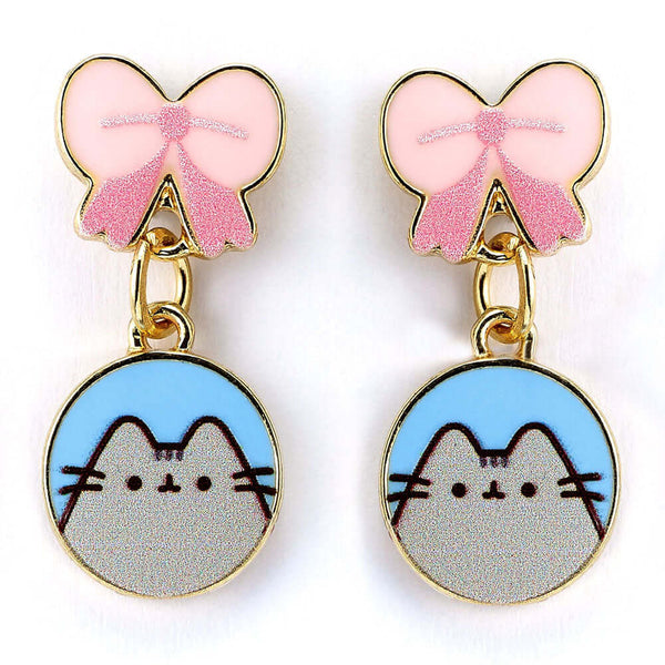 Pusheen Gold Plated Bow Drop Earrings LKT Sport Gold plated stud drop earrings with highly detailed designFeaturing Pusheen and pink bowsOfficial licensed productApprox 25mm x 10mm Earrings