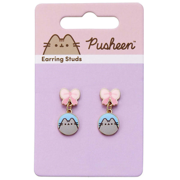 Pusheen Gold Plated Bow Drop Earrings LKT Sport Gold plated stud drop earrings with highly detailed designFeaturing Pusheen and pink bowsOfficial licensed productApprox 25mm x 10mm Earrings