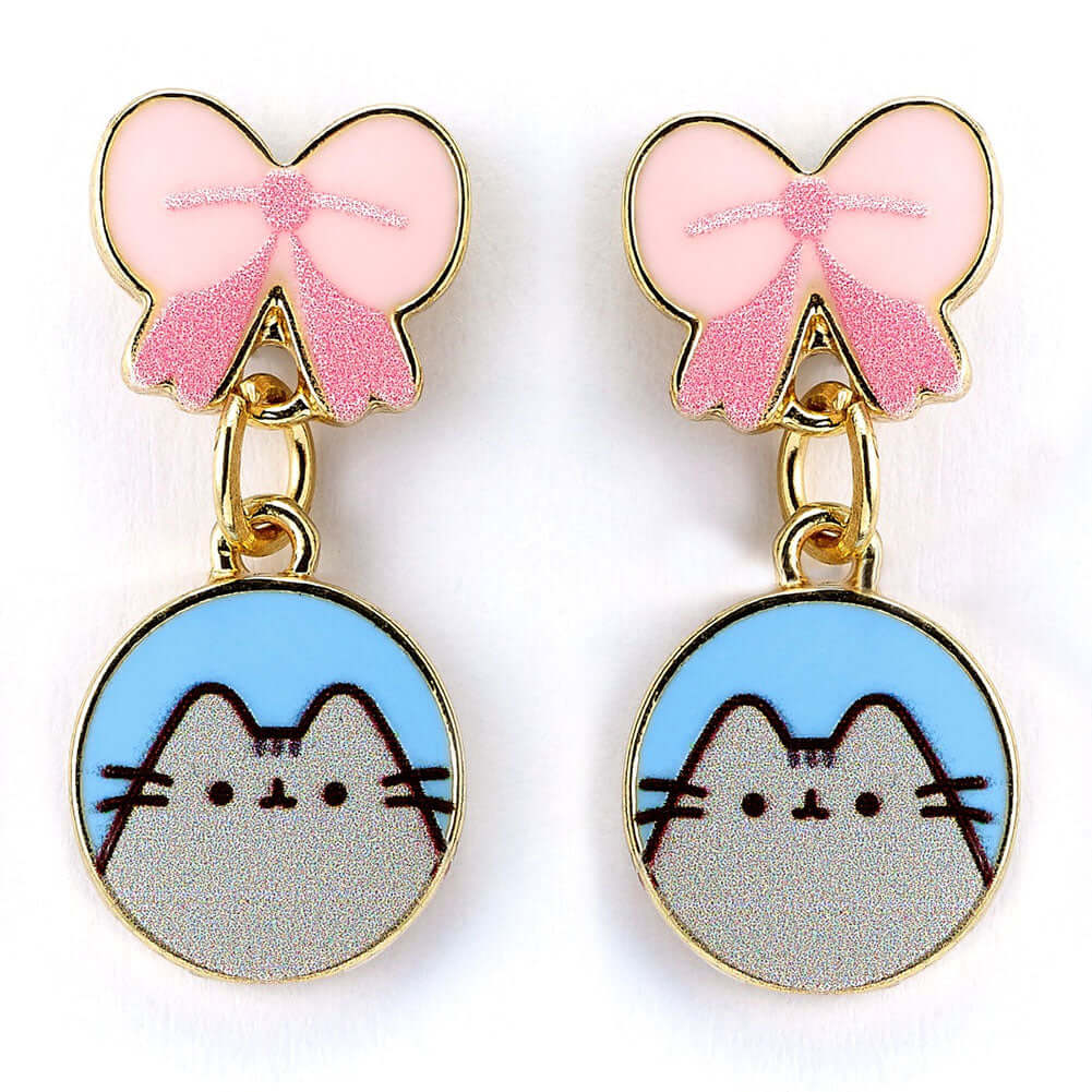 Pusheen Gold Plated Bow Drop Earrings LKT Sport Entertainment>TV Series>Pusheen Earrings