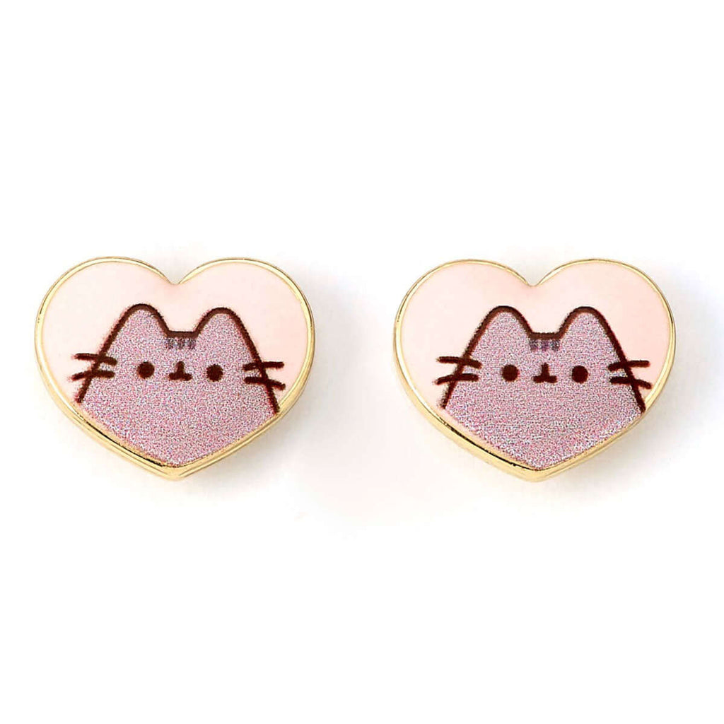 Pusheen Gold Plated Heart Stud Earrings LKT Sport Gold plated stud earrings with highly detailed designFeaturing Pusheen on a pink backgroundOfficial licensed productEach earring approx 10mm x 8mm Earrings