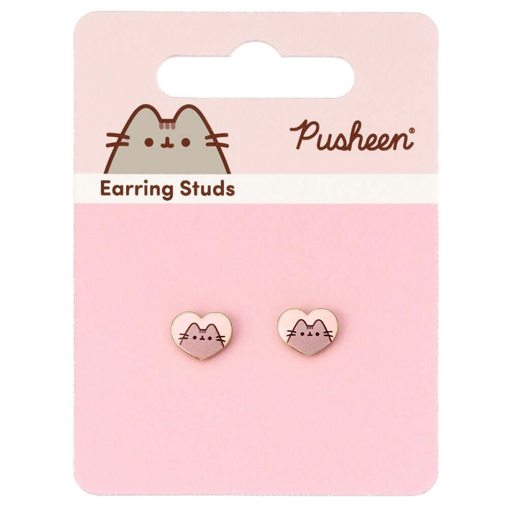 Pusheen Gold Plated Heart Stud Earrings LKT Sport Gold plated stud earrings with highly detailed designFeaturing Pusheen on a pink backgroundOfficial licensed productEach earring approx 10mm x 8mm Earrings