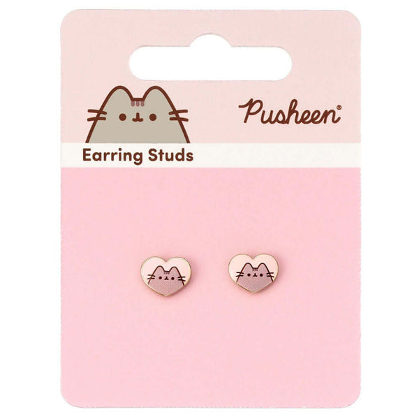 Pusheen Gold Plated Heart Stud Earrings LKT Sport Gold plated stud earrings with highly detailed designFeaturing Pusheen on a pink backgroundOfficial licensed productEach earring approx 10mm x 8mm Earrings