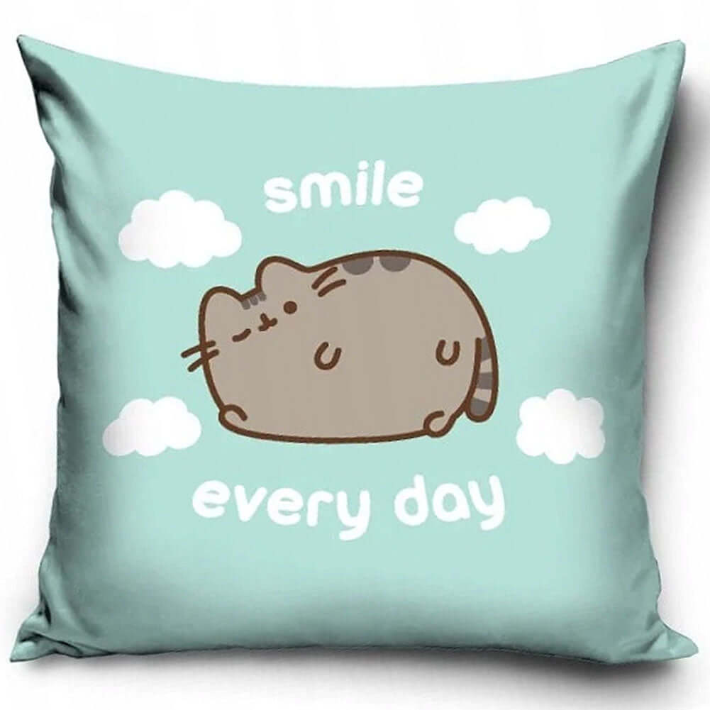 Pusheen Smile Velvet Feel Cushion LKT Sport Mint green cushion featuring Pusheen and smile every day textDesign repeated on the reverse100% Polyester, spot cleanOfficial licensed productApprox 40cm x 40cm Throw Pillows