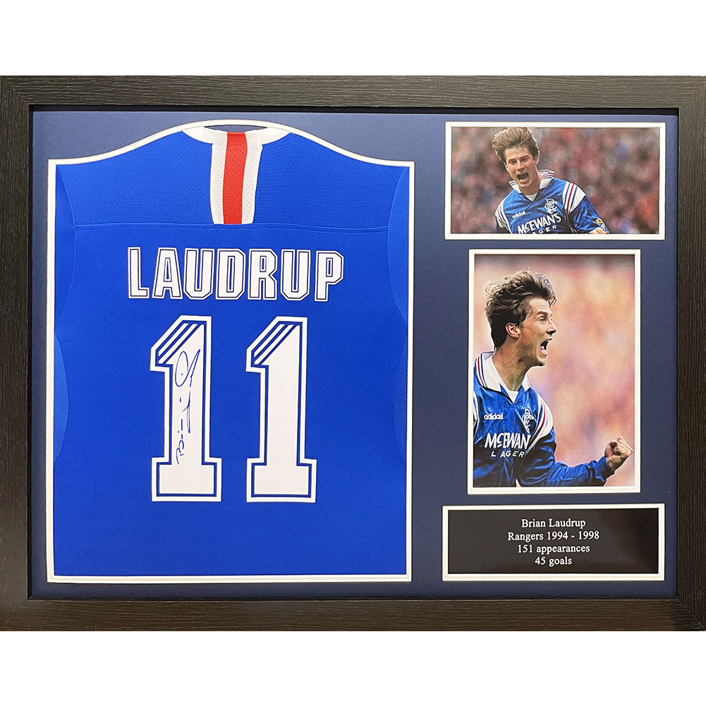 Rangers FC Laudrup Signed Shirt (Framed) LKT Sport Football>European Leagues>Rangers FC