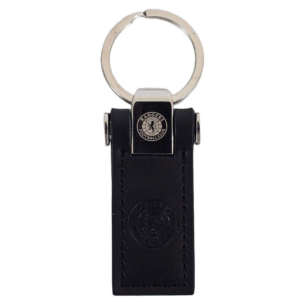 Rangers FC Leather Key Fob LKT Sport Executive leather keyring with a debossed Rangers crestMetal keeper top and leather fob designOfficial licensed productFob approx 6cm x 3cm Keychains
