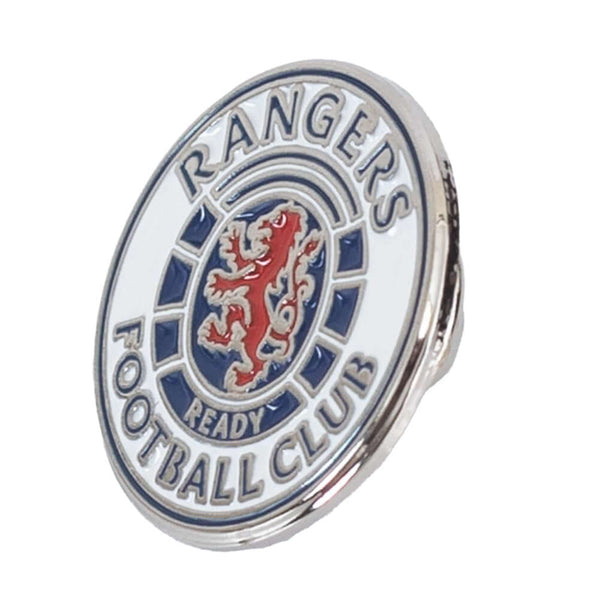 Rangers FC Ready Crest Badge LKT Sport Metal crest shaped pin badgeDie stamped design with full colour enamel infillWith butterfly clasp fixingMetal alloy with silver style finishOfficial licensed productApprox 20mm x 20mm Pins