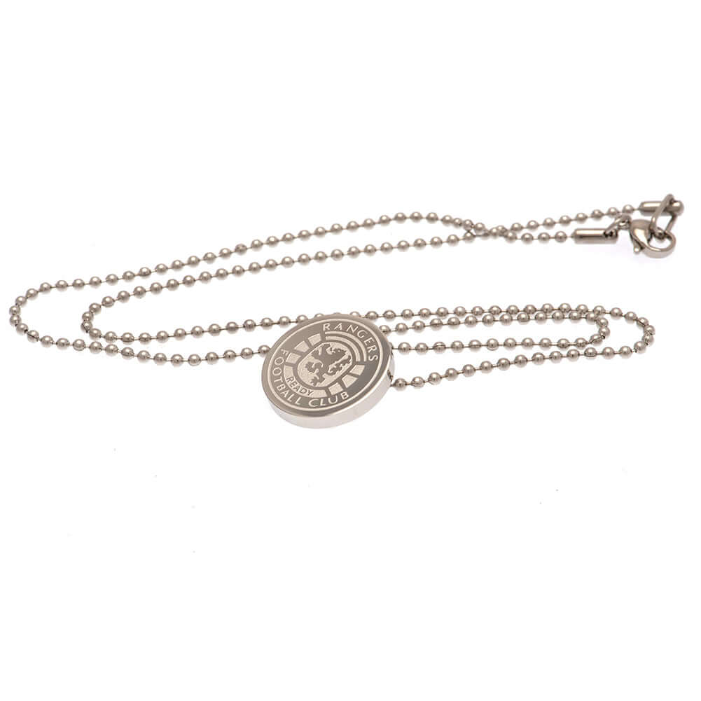 Rangers FC Ready Crest Stainless Steel Pendant & Chain LKT Sport Stainless steel crest shaped pendant with ball chainChrome finish Rangers crest with engraved detailOfficial licensed productChain approx 50cm (19in)Pendant approx 20mm x 20mm Pendants