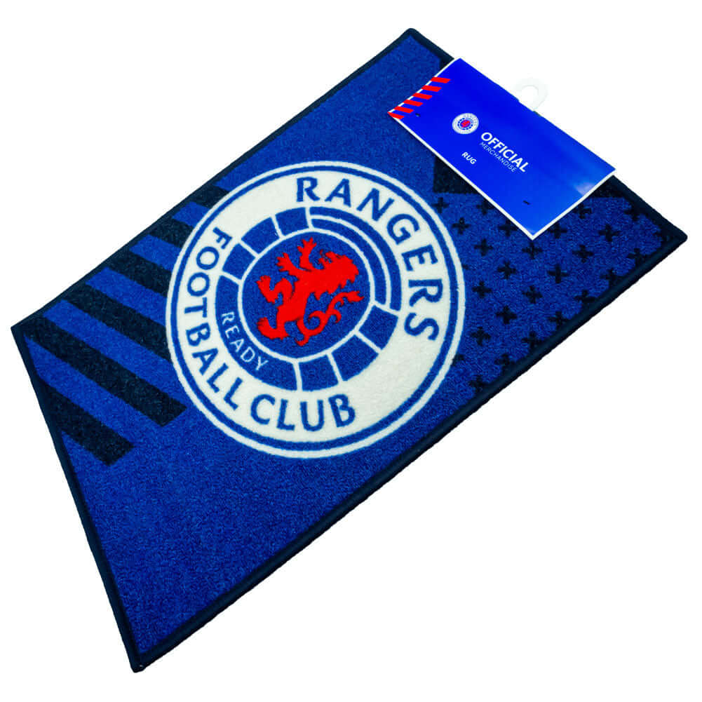 Rangers FC Rug LKT Sport Bright colourful bedroom rug featuring a large central club crestMade from 100% polyamide with a non-slip backingMachine washableOfficial licensed productApprox 80cm x 50cm Rugs