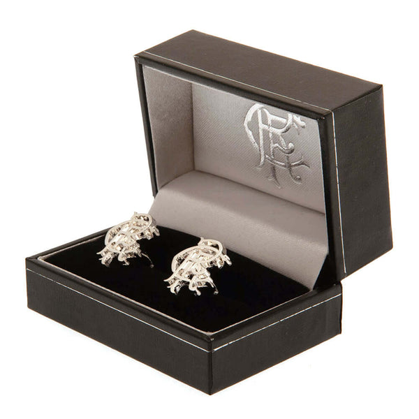 Rangers FC Silver Plated RFC Cufflinks LKT Sport Silver plated crest shaped cufflinks in a chrome finishFeaturing a highly detailed formed RFC scroll crestOn a bullet back fixingOfficial licensed productApprox 26mm x 26mm Cufflinks
