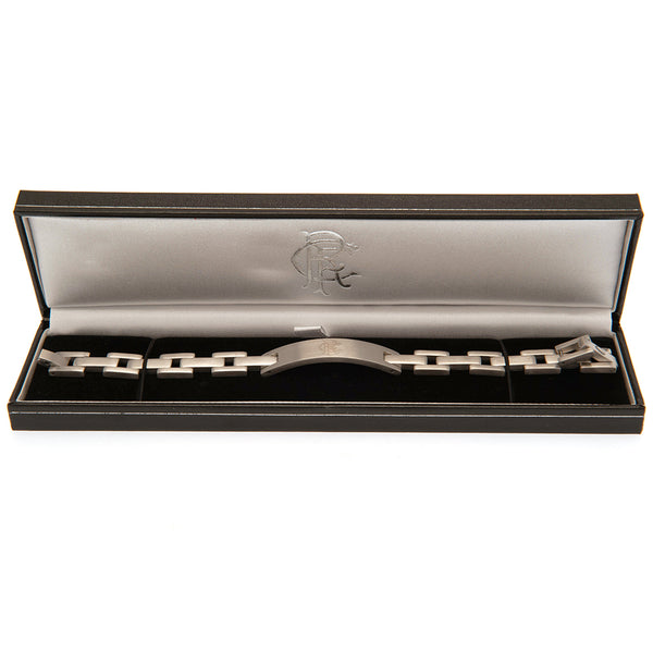 Rangers FC Stainless Steel Bracelet LKT Sport Classic design stainless steel link braceletFeaturing a club crest engraved plateOfficial licensed productApprox 22cm x 1cm Bracelets