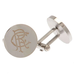 Rangers FC Stainless Steel Round Cufflinks LKT Sport Stainless steel round cufflinks in a chrome finishEach cufflink is engraved with the Rangers FC crestOn a bullet back fixingOfficial licensed productApprox 20mm x 20mm Cufflinks