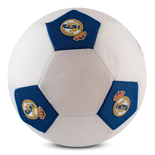 Real Madrid CF 14" Mesh Ball LKT Sport White and blue 14 inch mesh ball featuring full colour Real Madrid crestsLightweight, safe and soft designThis massive mesh ball brings Real Madrid spirit to your garden games for kidsOfficial licensed productApprox