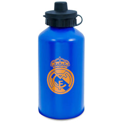 Real Madrid CF Aluminium Drinks Bottle MT LKT Sport High quality lightweight aluminium drinks bottleMatt blue finish bottle featuring the Madrid crest and !Hala Madrid! on reverseFlip top cap with drinking spoutOfficial licensed productApprox 500ml (17oz)