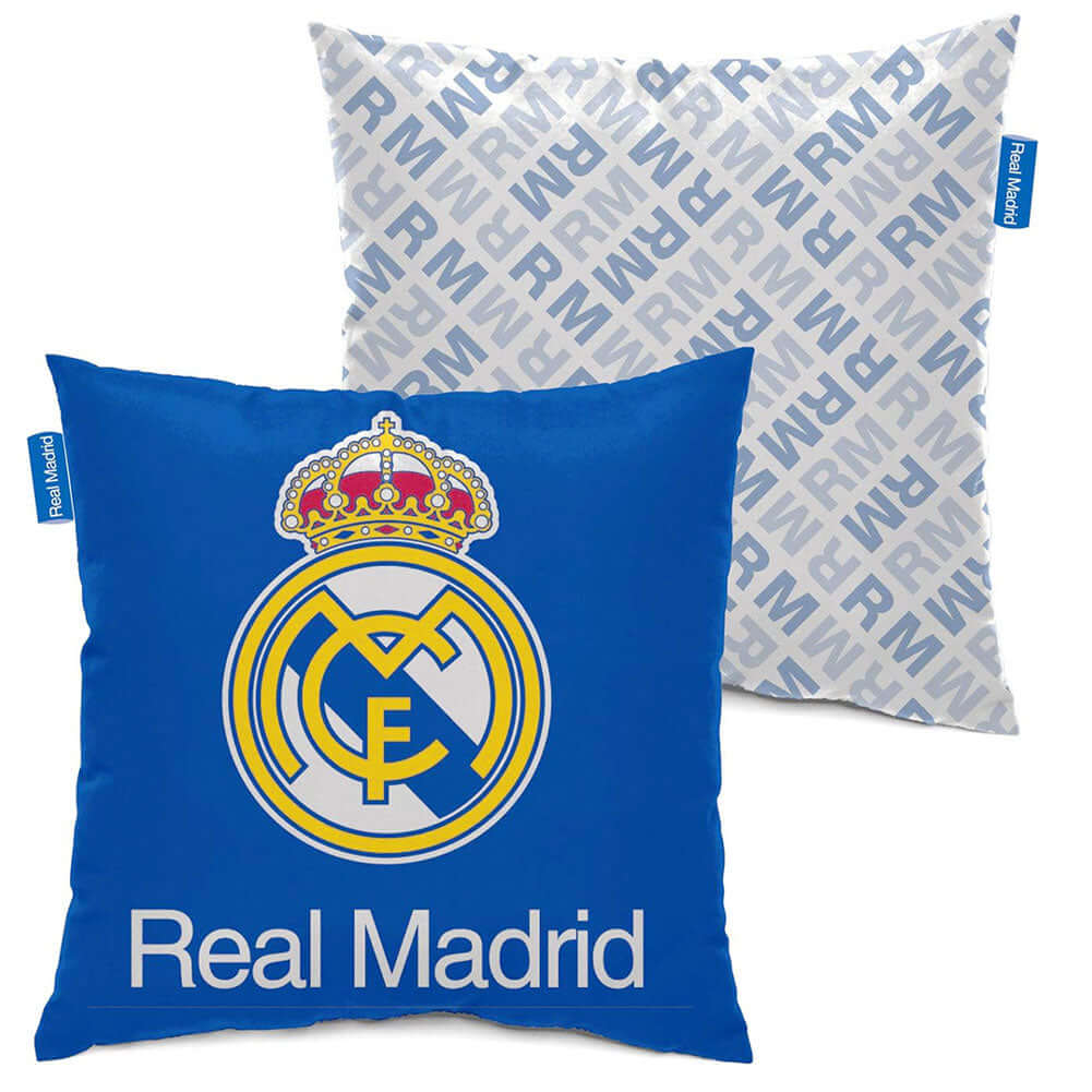 Real Madrid CF Cushion LKT Sport Vibrant blue cushion featuring a full colour Real Madrid crestRepeat RM pattern on the reverseOfficial licensed productApprox 40cm x 40cm Chair & Sofa Cushions
