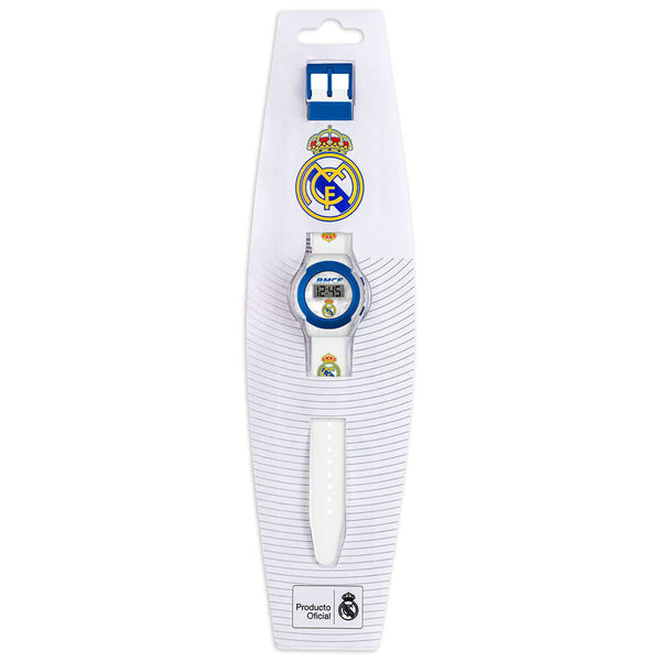 Real Madrid CF Digital Kids Watch LKT Sport Junior digital watch with LCD displayReal Madrid branded watch facePrinted silicone strap with traditional buckle fasteningManufacturer's 1 year guaranteeOfficial licensed productStrap width approx 15mmDial size