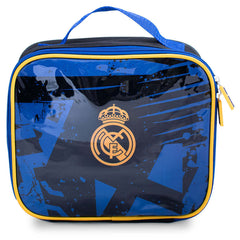 Real Madrid CF Fragment Lunch Bag LKT Sport Fragment design lunch bag featuring a gold Real Madrid crestDouble zipped opening for easy accessRubber zip pulls featuring raised Madrid detailWith carry handleWipe clean polyesterOfficial licensed productAppro