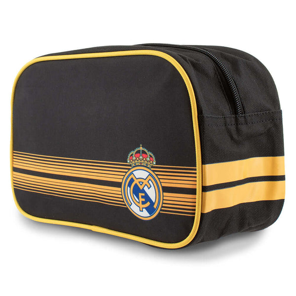 Real Madrid CF Matchday Toiletry Bag LKT Sport Striped design toiletries wash bag with a club crestLarge zipped openingRubber zip pulls featuring raised Madrid detailWipe clean polyesterOfficial licensed productApprox 26cm x 16cm x 11cm Cosmetic & Toiletr