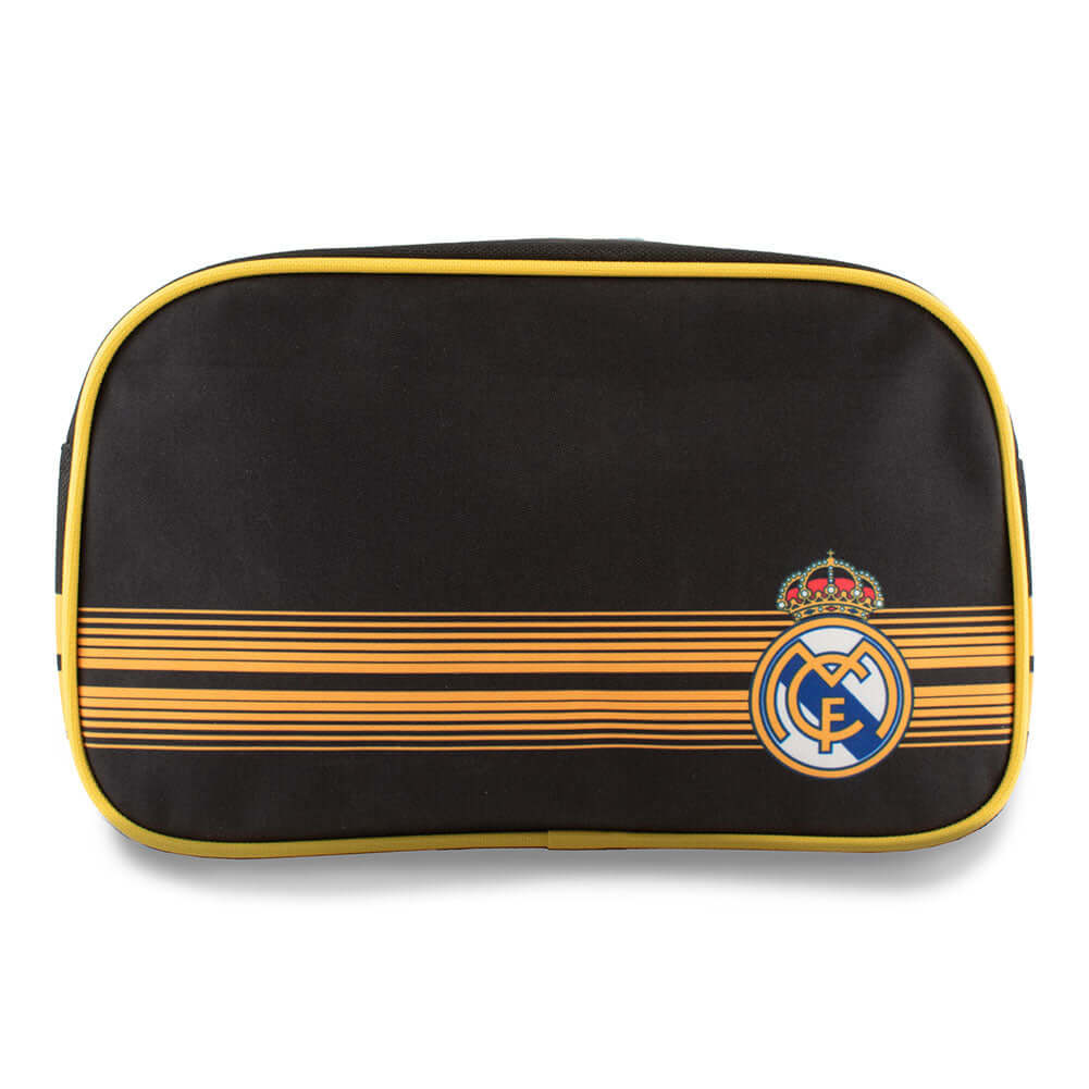 Real Madrid CF Matchday Toiletry Bag LKT Sport Striped design toiletries wash bag with a club crestLarge zipped openingRubber zip pulls featuring raised Madrid detailWipe clean polyesterOfficial licensed productApprox 26cm x 16cm x 11cm Cosmetic & Toiletr