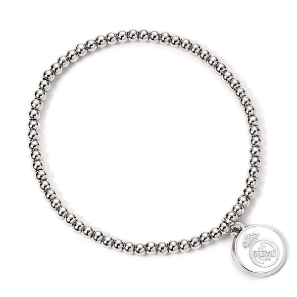 Real Madrid CF Silver Finish Bead Bracelet LKT Sport Hypo-allergenic elasticated silver finish ball bead braceletFeaturing a Madrid charmOfficial licensed productSuitable for ages 14+Charm approx 12mm x 12mm Bracelets