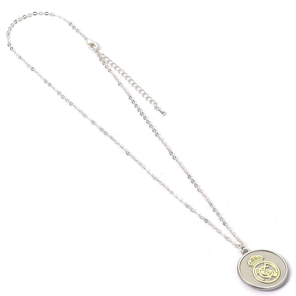 Real Madrid CF Silver Finish Necklace LKT Sport Hypo-allergenic silver finish necklaceFeaturing a Madrid Crest pendantSuitable for ages 14+Official licensed productNecklace approx 40cm (15.5 inches) with 5cm extenderPendant approx 25mm x 25mm Necklaces