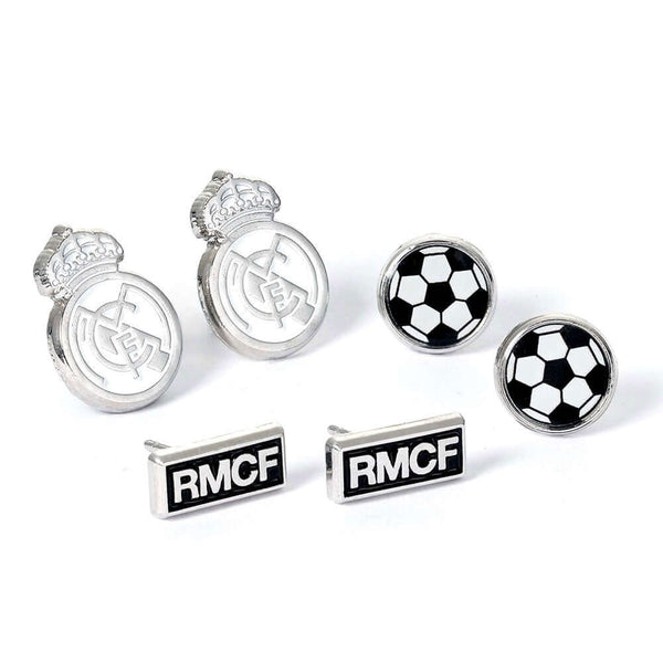 Real Madrid CF Stud Earring Set LKT Sport Set of hypo-allergenic silver finish earringsThree unique Madrid designs on bullet back fittingsOfficial licensed productSuitable for ages 14+Each earring approx 10mm x 10mm Earrings