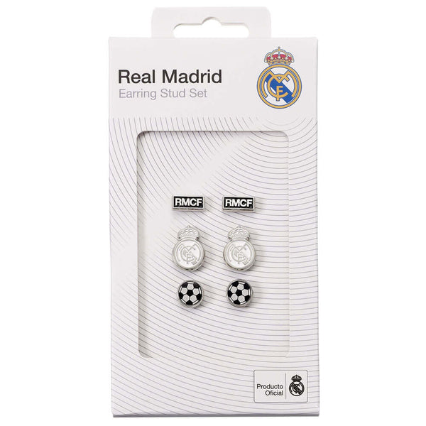 Real Madrid CF Stud Earring Set LKT Sport Set of hypo-allergenic silver finish earringsThree unique Madrid designs on bullet back fittingsOfficial licensed productSuitable for ages 14+Each earring approx 10mm x 10mm Earrings