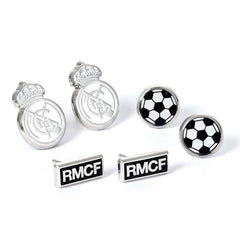 Real Madrid CF Stud Earring Set LKT Sport Set of hypo-allergenic silver finish earringsThree unique Madrid designs on bullet back fittingsOfficial licensed productSuitable for ages 14+Each earring approx 10mm x 10mm Earrings
