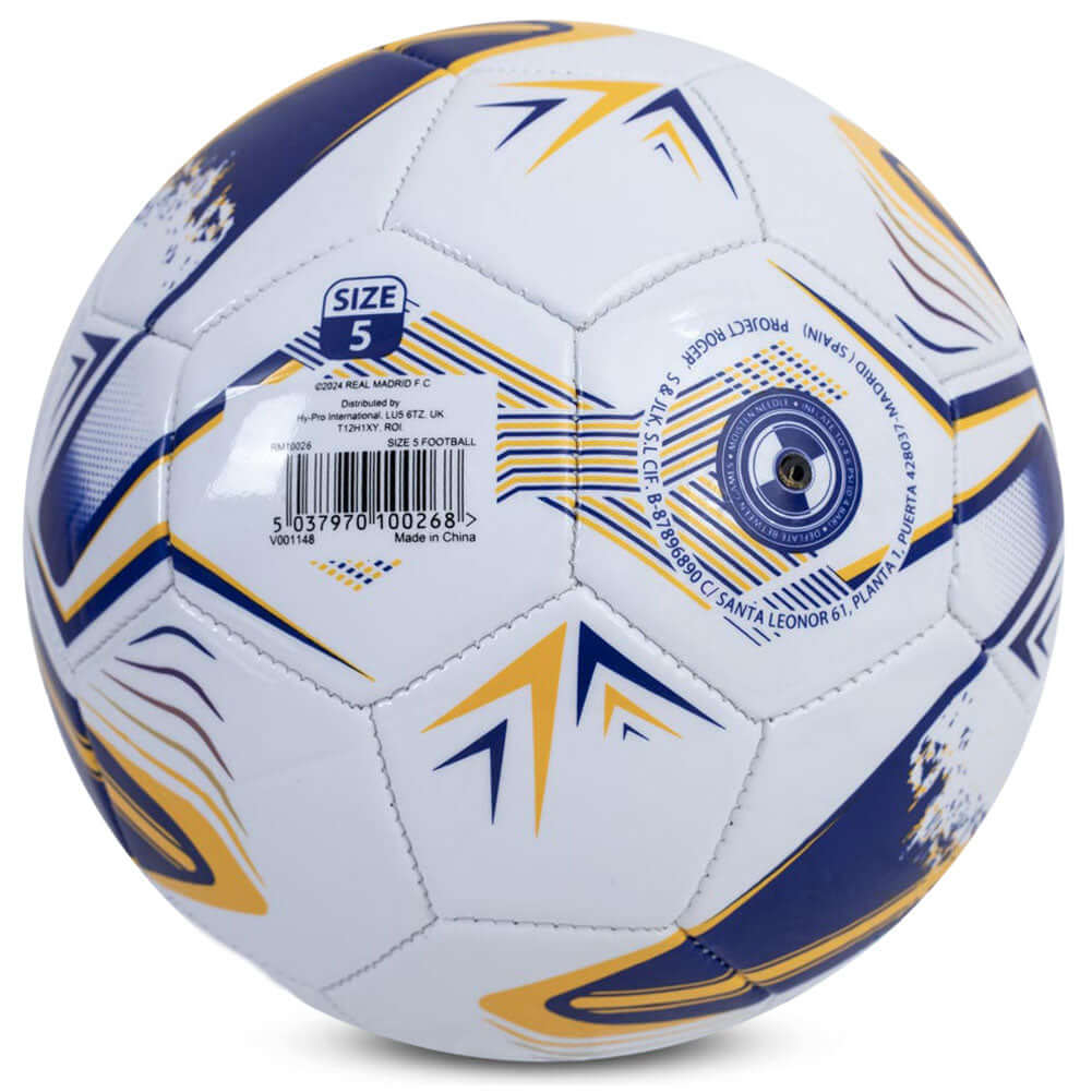 Real Madrid CF Turbine Football LKT Sport 32 panel everyday PVC footballFeatures full colour Real Madrid crests on a turbine design ballSuitable for 14 yrs and olderOfficial Licensed MerchandiseSize 5 footballApprox 69cm in circumference Soccer Balls